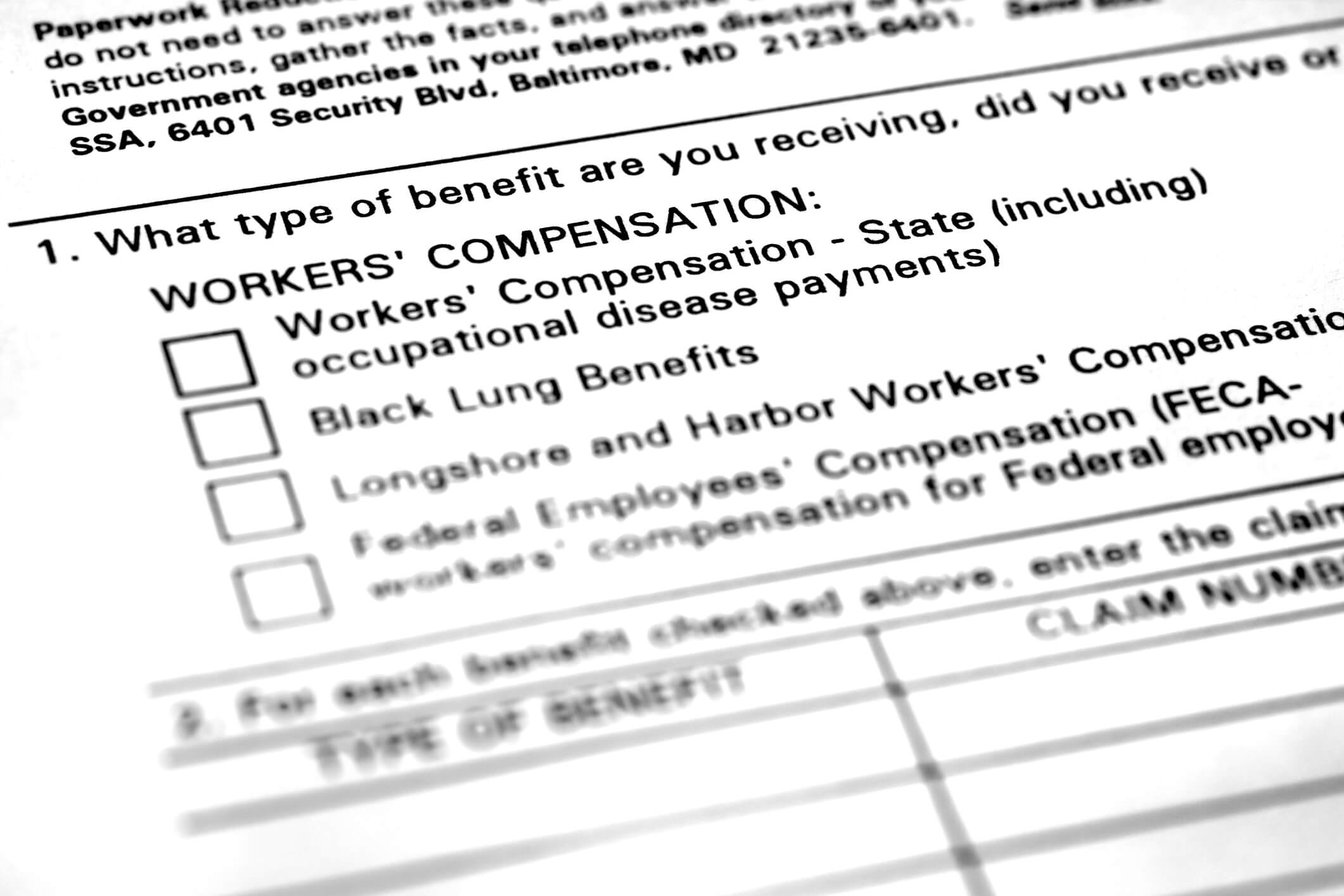 Image of a form with a checkbox for black lung benefits, representing attachment of black lung benefits in WV.