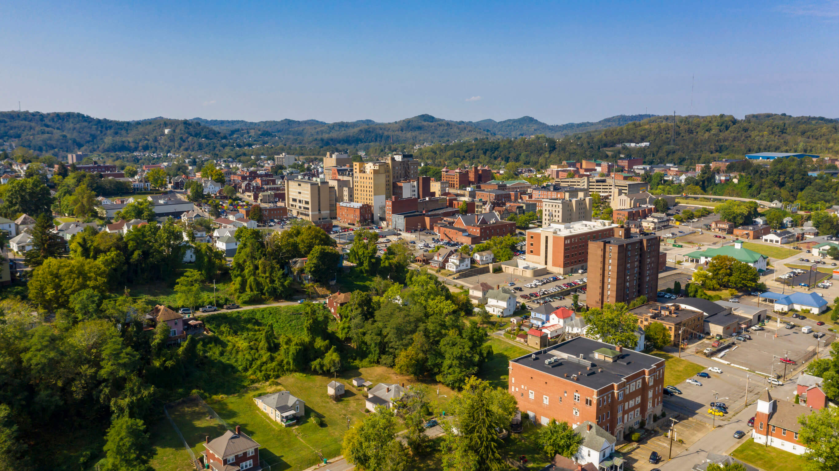 Image of downtown Clarksburg, WV, representing how Jenkins Fenstermaker’s Alison J. Farrell helps individuals and businesses with WV commercial real estate closings.