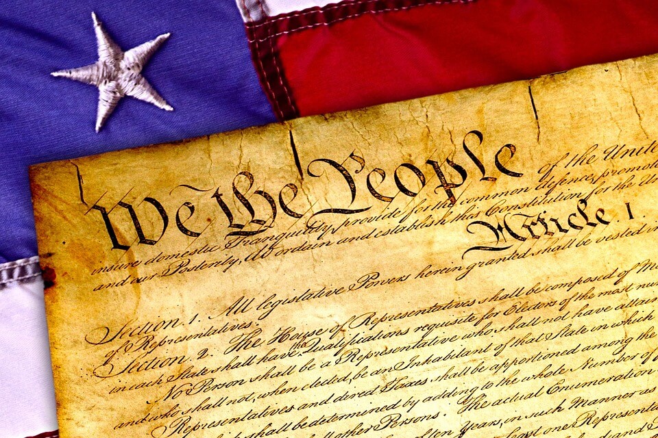 Image of the preamble to the US Constitution, representing how Jenkins Fenstermaker attorneys help public and business clients avoid regulatory and constitutional pitfalls such as viewpoint discrimination on Facebook.
