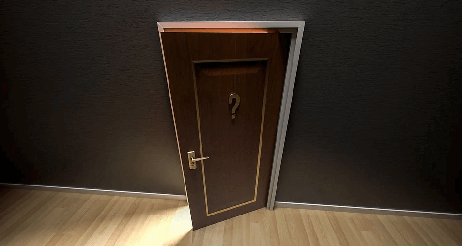 Image of a door with a question mark on it, representing uncertainty related to estate administration and probate in Kentucky and how Anna M. Price at Jenkins Fenstermaker fills the need for qualified Kentucky probate lawyers who can help.