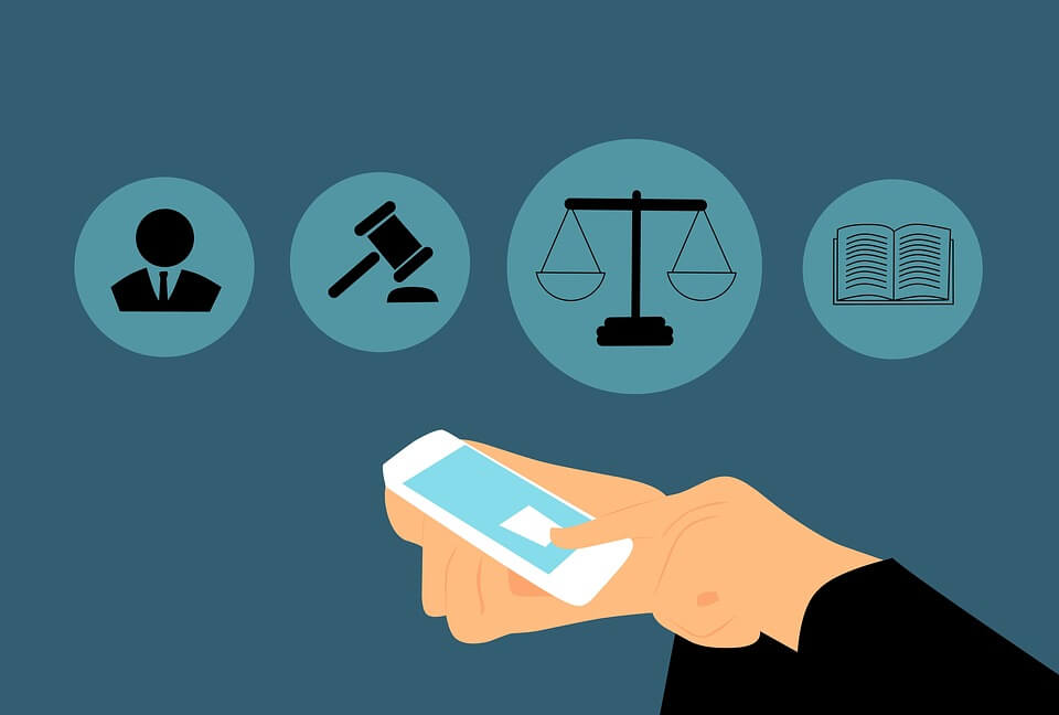 Image of icons signifying a lawyer, a court, the scales of justice, and labor laws, representing the ever-changing nature of West Virginia employment law and how attorney Nathanial A. Kuratomi can help employers in West Virginia (WV), Kentucky (KY), and Ohio (OH).