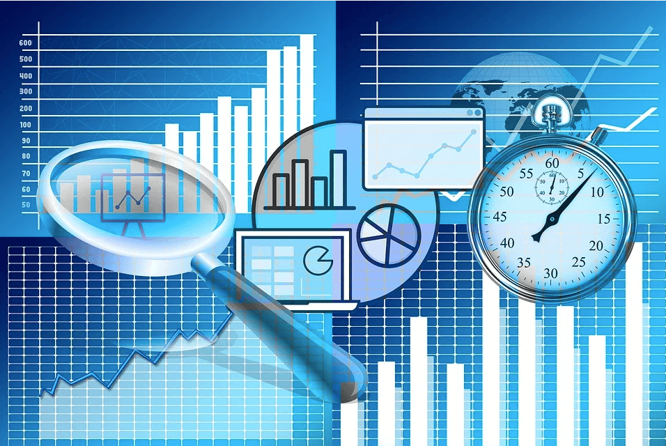 Image of graphic, stopwatch, and magnifying glass icons, representing how business lawyers help you view and analyze the whole picture when considering downsizing your business.