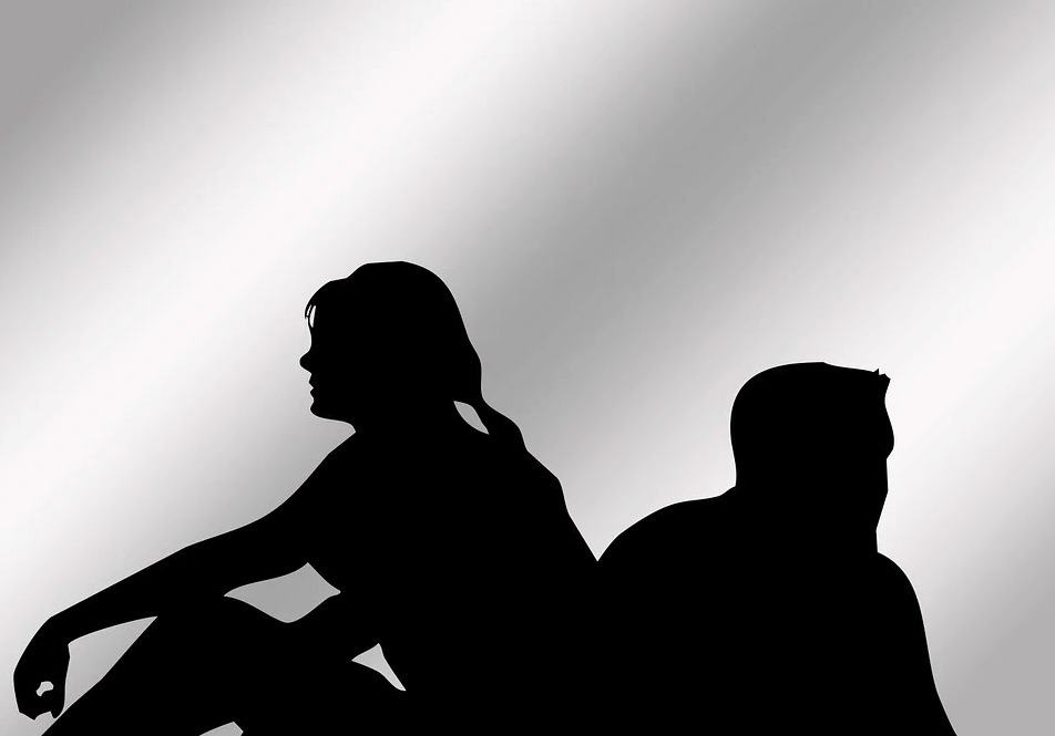 Image of a black and white silhouette of a man and woman facing away from each other with the implication they may be concerned about the validity of a will after divorce under West Virginia law. WV wills attorney Anna M. Price can help.