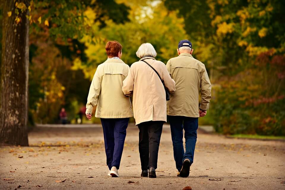 Image of two elderly adults and a younger adult walking, representing how Anna M. Price can help you understand and get through probate in Ohio.