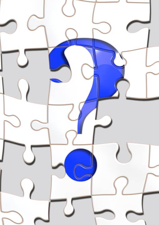 A picture of an incomplete puzzle with a large question mark in the center, representing how an experienced estate planning lawyer such as Anna M. Price can answer the questions about why everyone needs an estate plan.